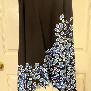 Elegant Black Skirt with Blue and White Accents